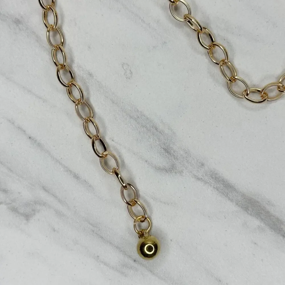 Gold Tone Metal Rectangular Chain Link Belt One Size (OS) ✨